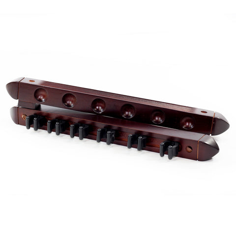 The Roman 6 Cue Wall Rack Mahogany