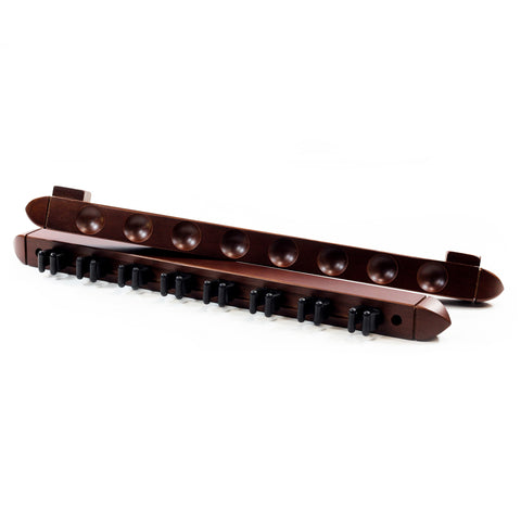 The Roman 8 Cue Wall Rack Antique Walnut