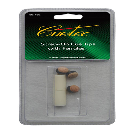 The Cuetec Screw On Cue Tip With Ferrule 6 Pack